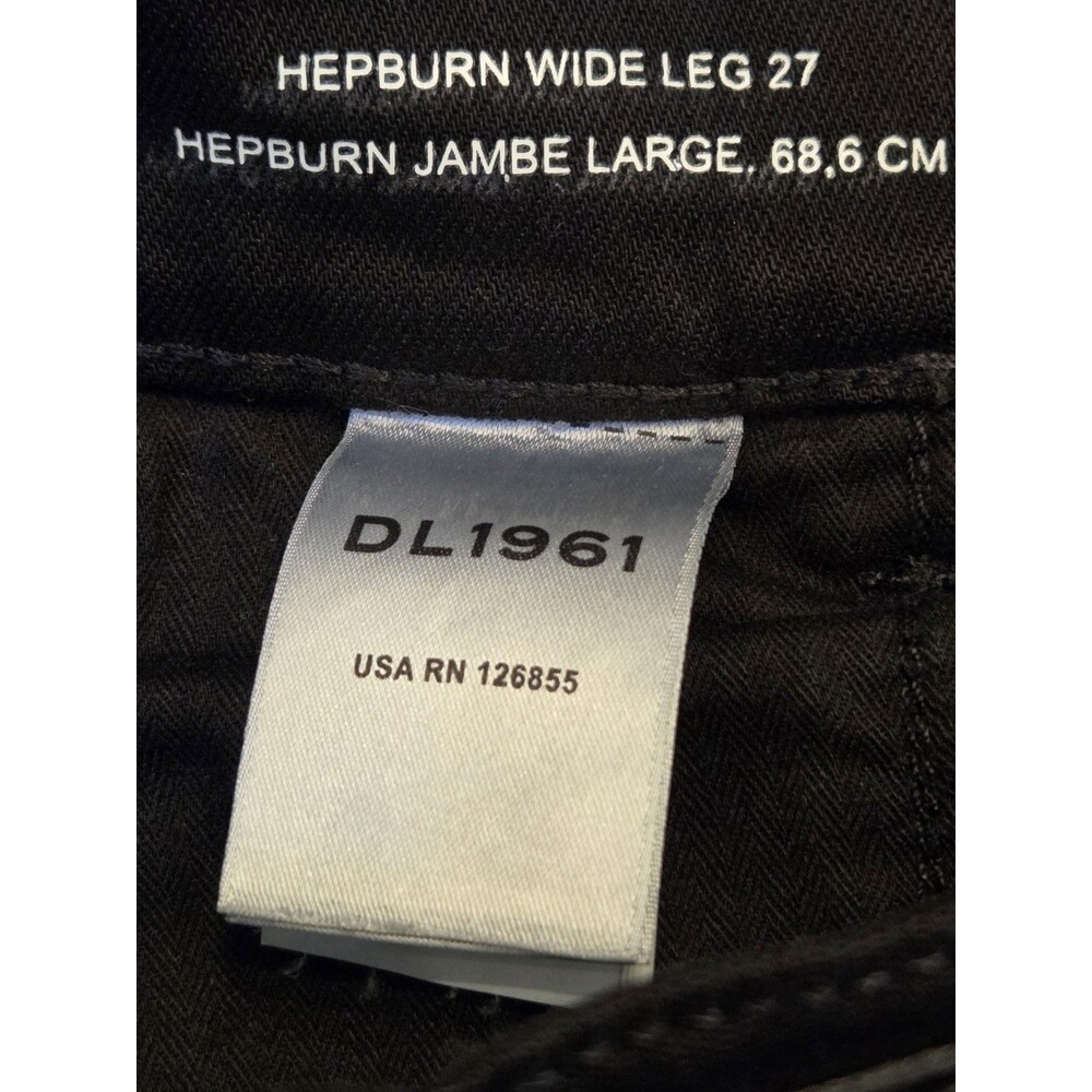 DL1961 Hepburn Wide Leg 24x27 Jet Black High Rise Cropped - Picture 9 of 13